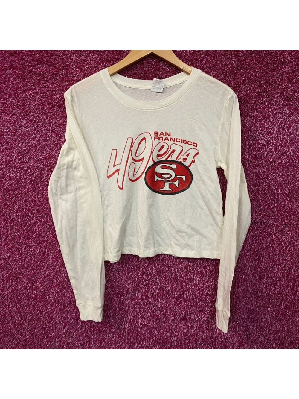 Junk Food Clothing Women's San Francisco 49ers Touchdown Long Sleeve Crop Te